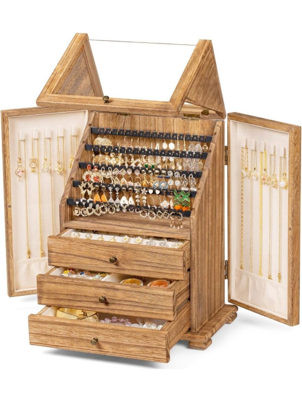 Elegant Wood Jewelry Box Organizer for Women | Chic Storage & Display Solution